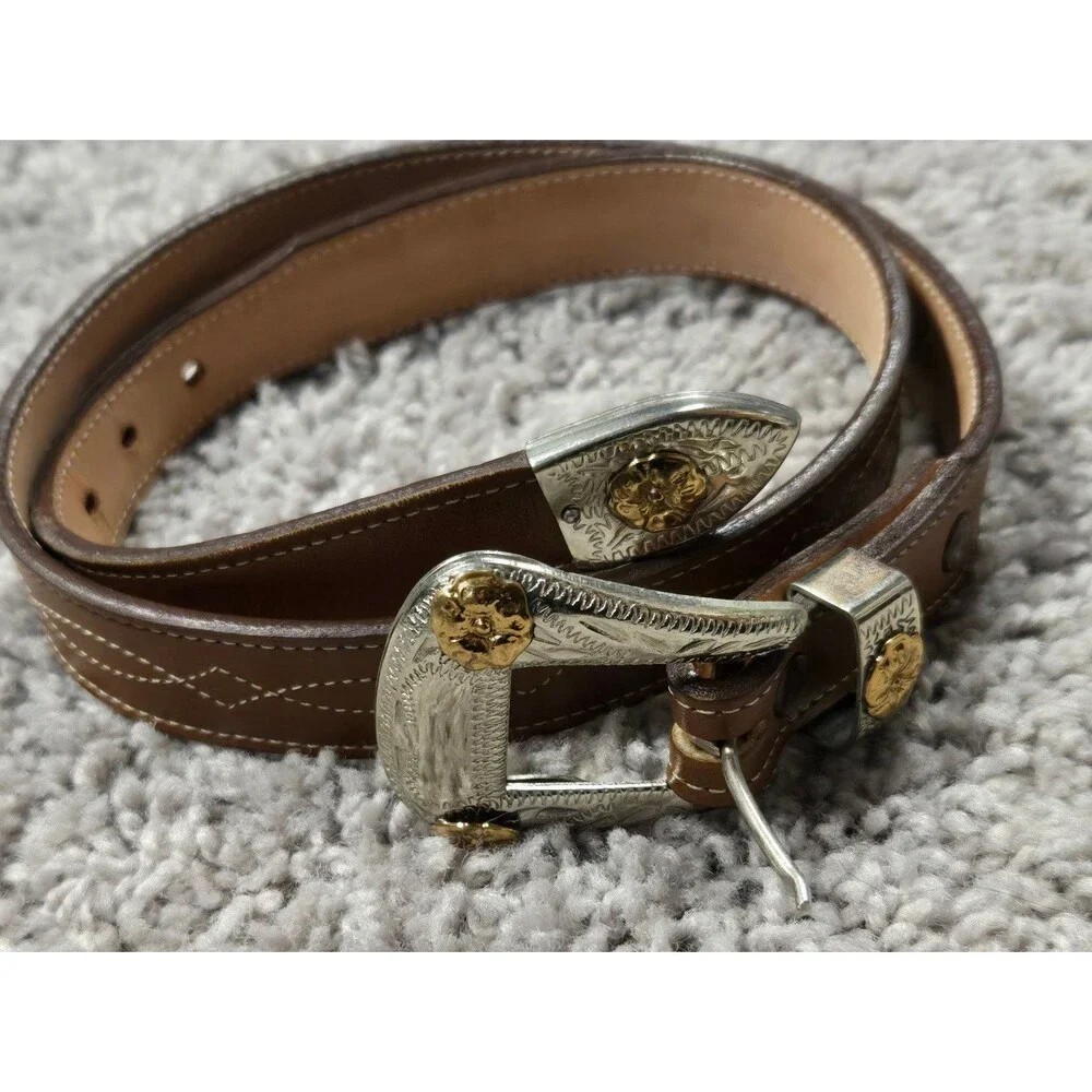 Justin Tan Stitch Western Leather Belt 28